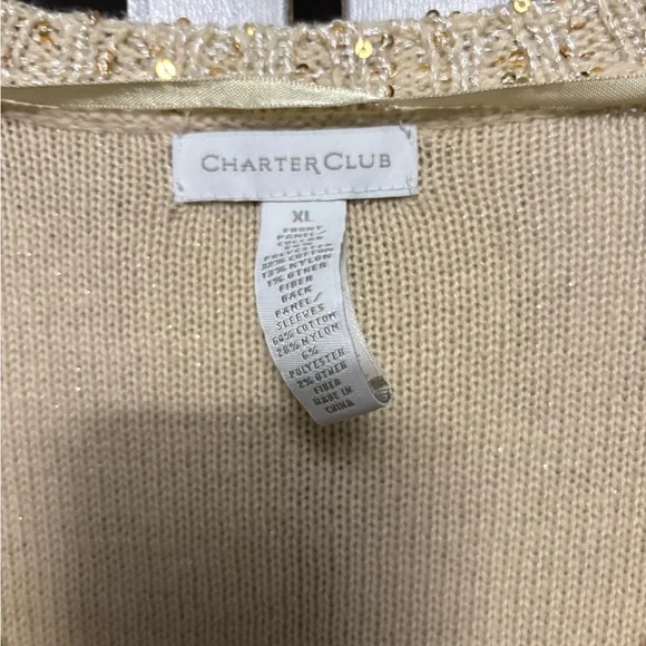 Charter Club Cream V-Neck Sweater - Picture 3 of 4
